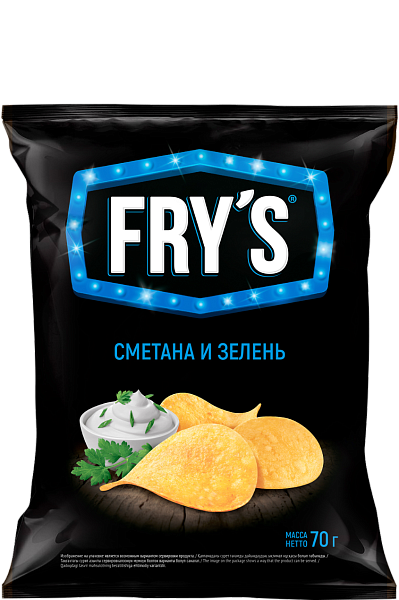 Чипсы из натурального картофеля «FRY’S» со вкусом «Сметана с зеленью» 70г